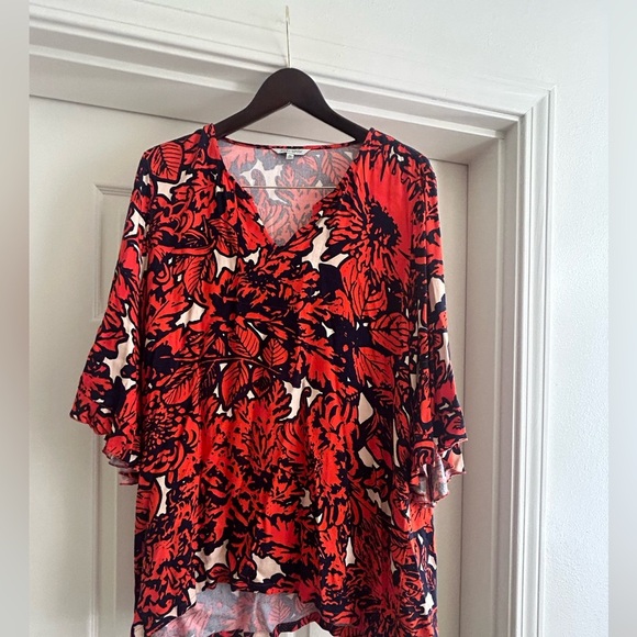 John Mark Boho Tunic Top Floral Bell Sleeves Size XL - Picture 1 of 5